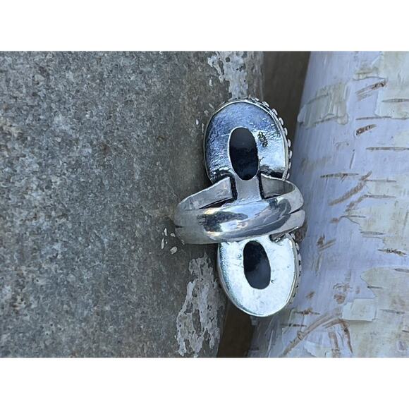 White Buffalo Sterling Silver Turquoise Statement Ring Size 6-SW Native Style - Picture 5 of 8